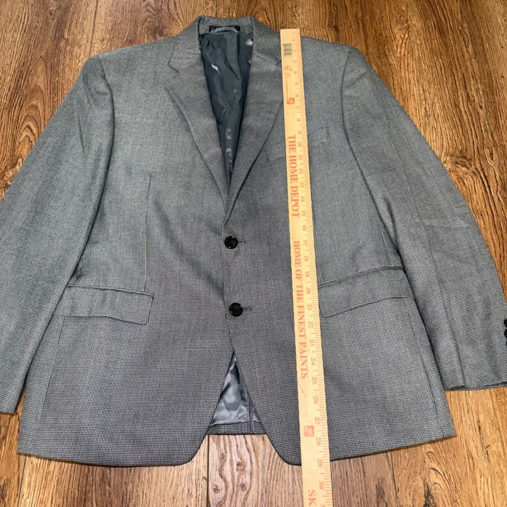 Lauren Ralph Lauren Mens 42S Blazer Gray Micro Check 2 Button Sport Coat Jacket